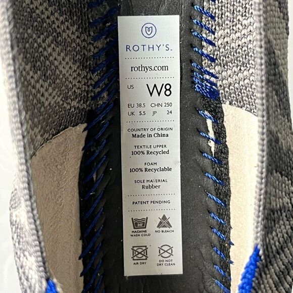 Rothy's Zebra Print Flats 8 - Black and Gray - Picture 10 of 10